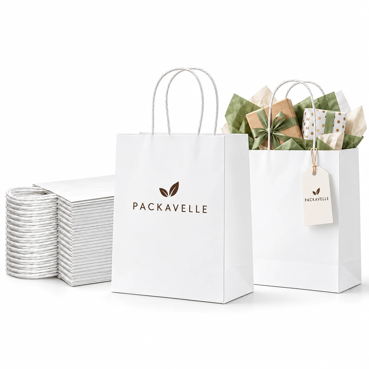 PACK16 White Paper Gift Bag by PACKAVELLE
