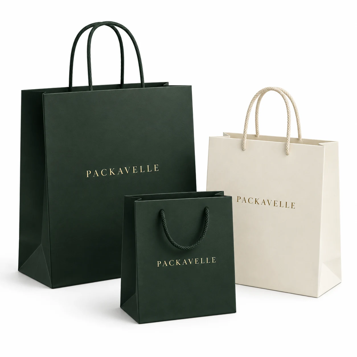 PACKAVELLE custom paper bags branded packaging concept